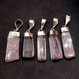 Salt individually Natural Kunzite Pendant with 925 Sterling Silver